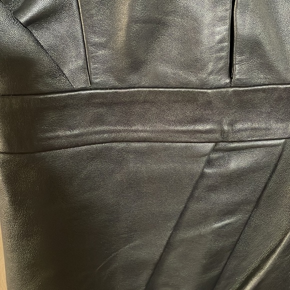 UTERQUE sheep LEATHER flutter mini dress faux wrap deep V neck zip back black S - Picture 6 of 16